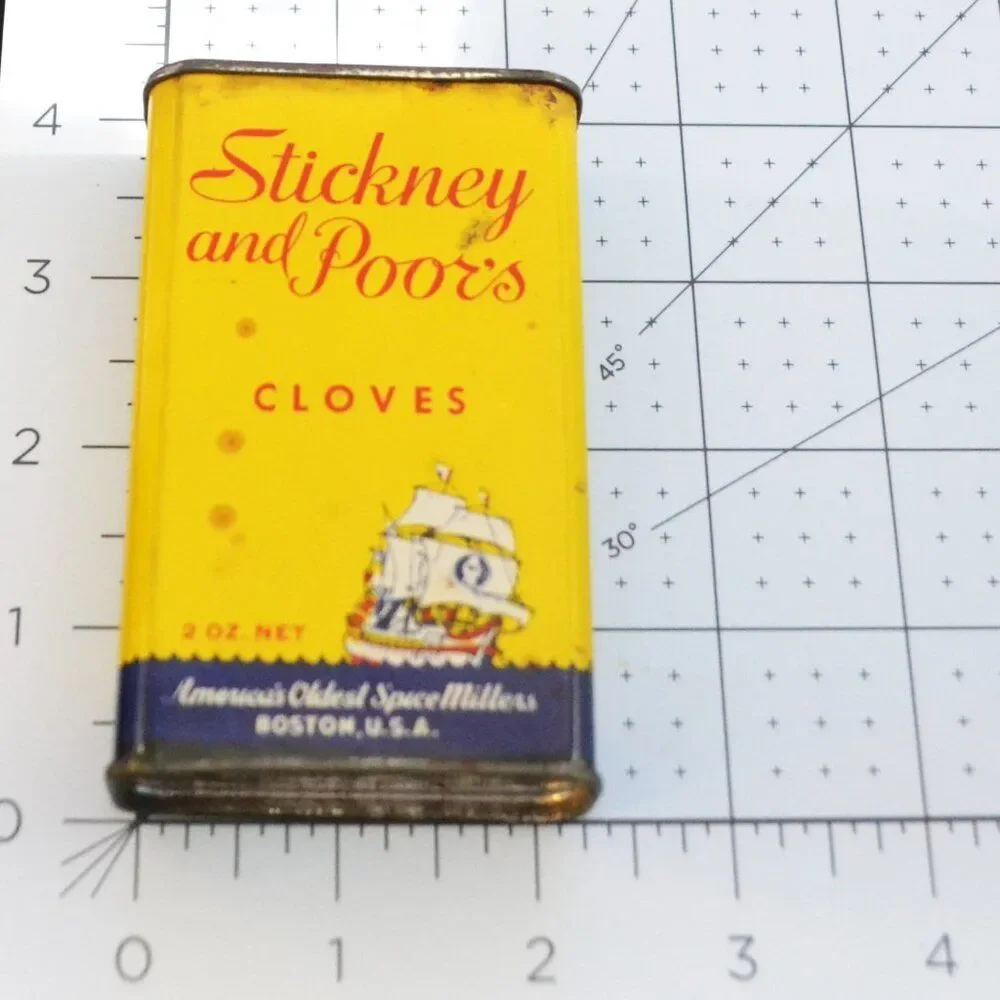 Vintage Spice Tin For Retro Kitchen Decor Stickney And Poors Cloves Boston